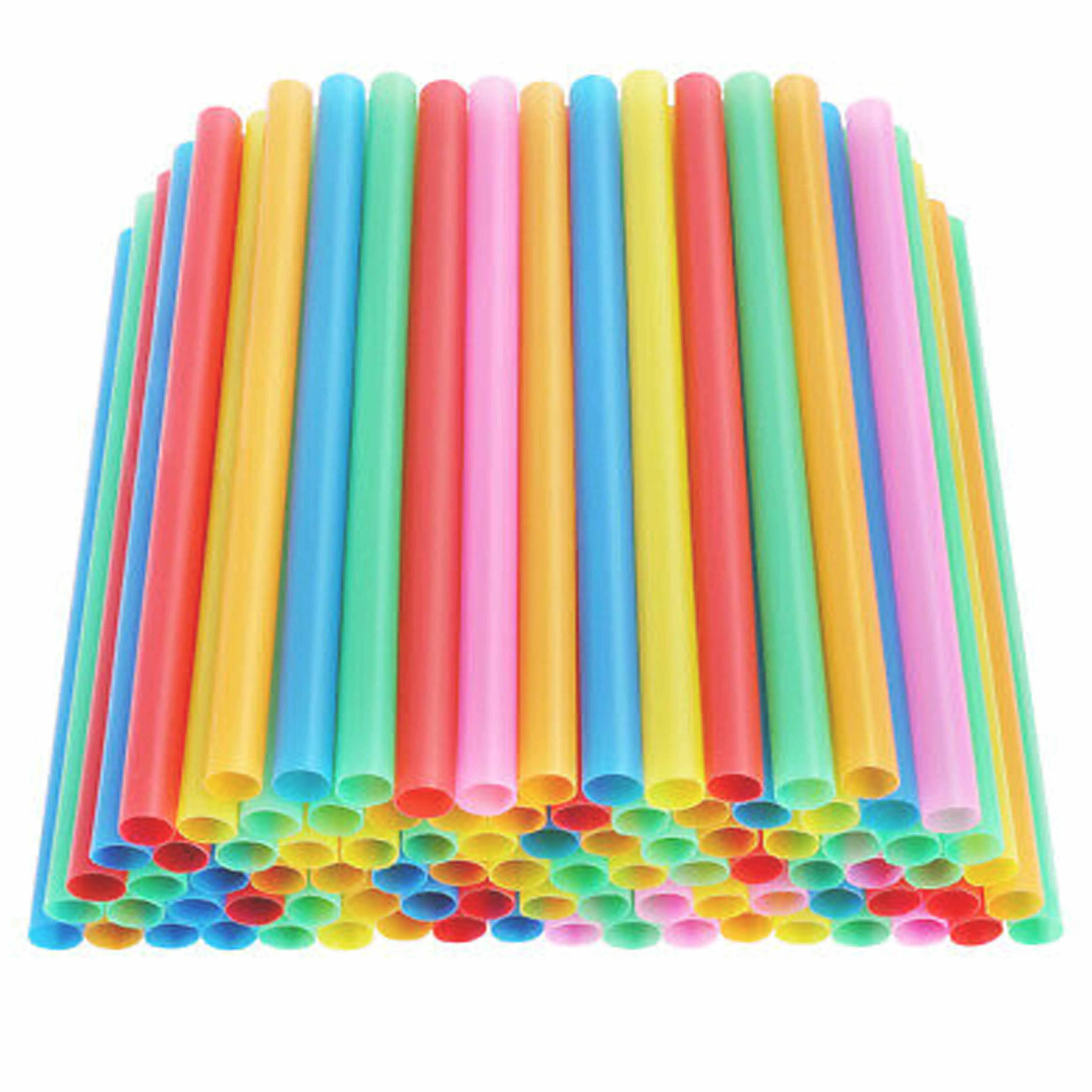 144 Ct Jumbo Straws Extra Wide Neon Multi Color 9" Smoothie Milkshake Disposable