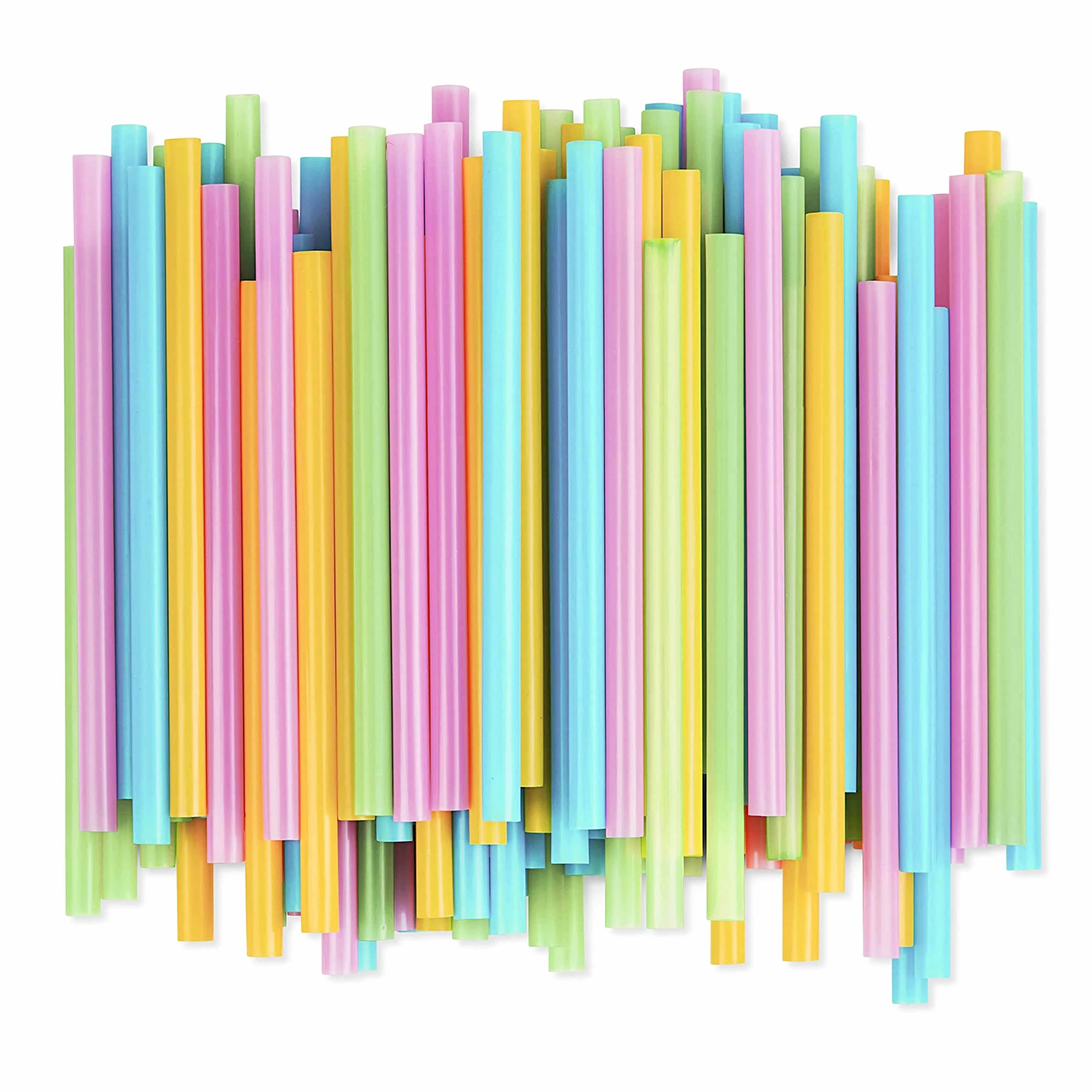 144 Ct Jumbo Straws Extra Wide Neon Multi Color 9" Smoothie Milkshake Disposable