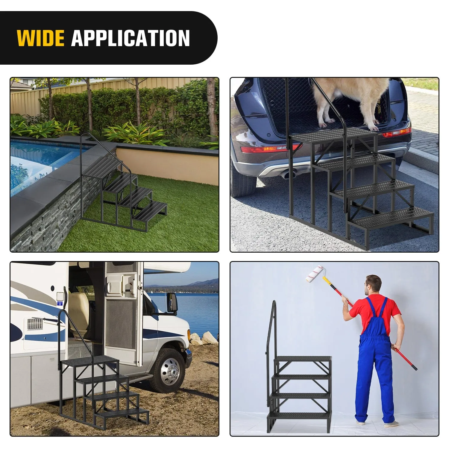 4 Steps RV Stairs with Handrail