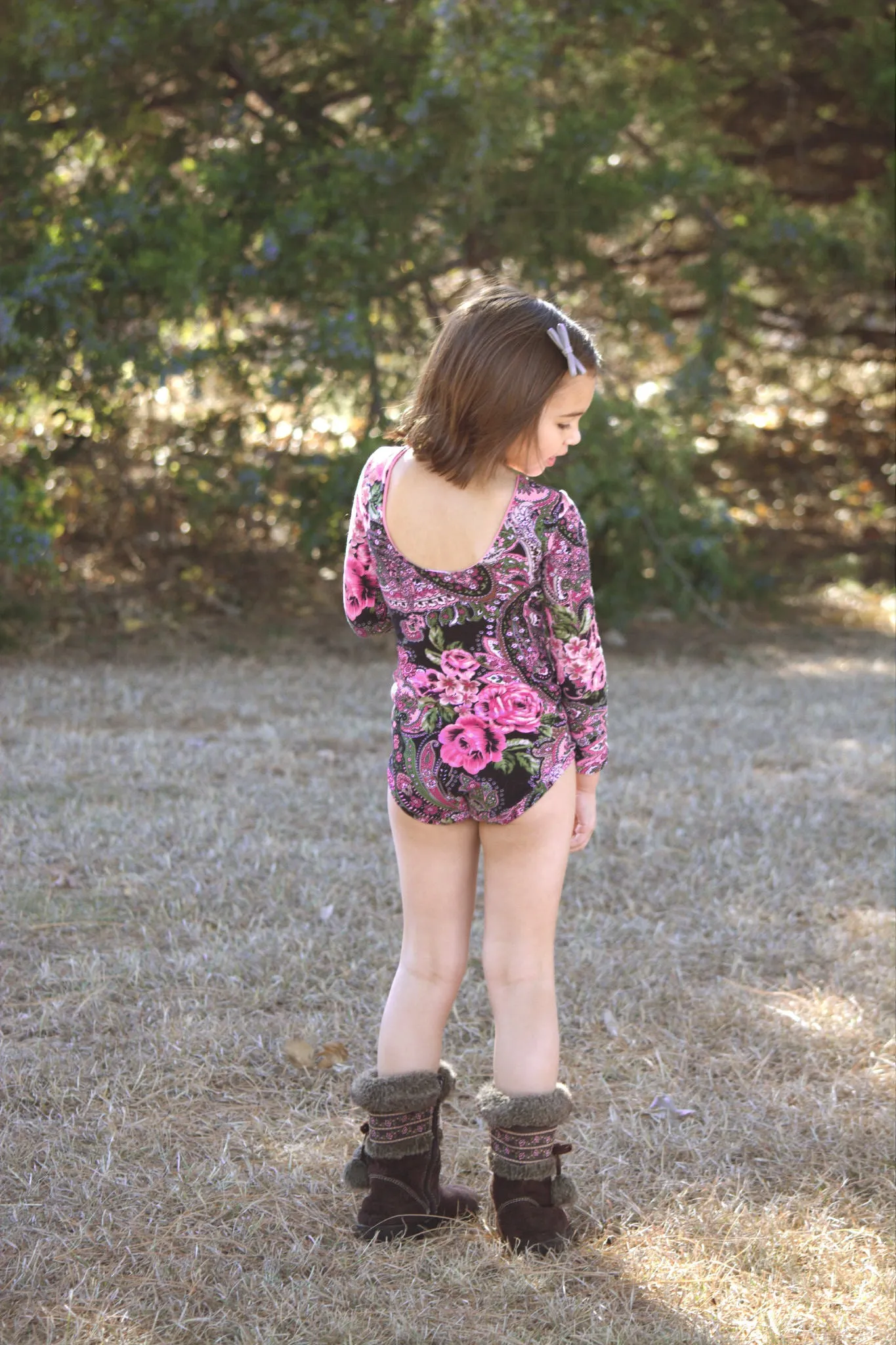 Girls Pink Paisley Leotard