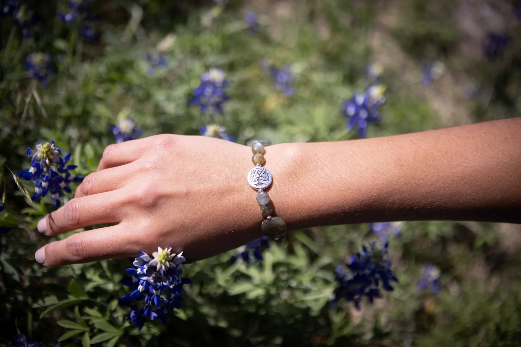 Labradorite Healing Bracelet with Tree of Life Bead