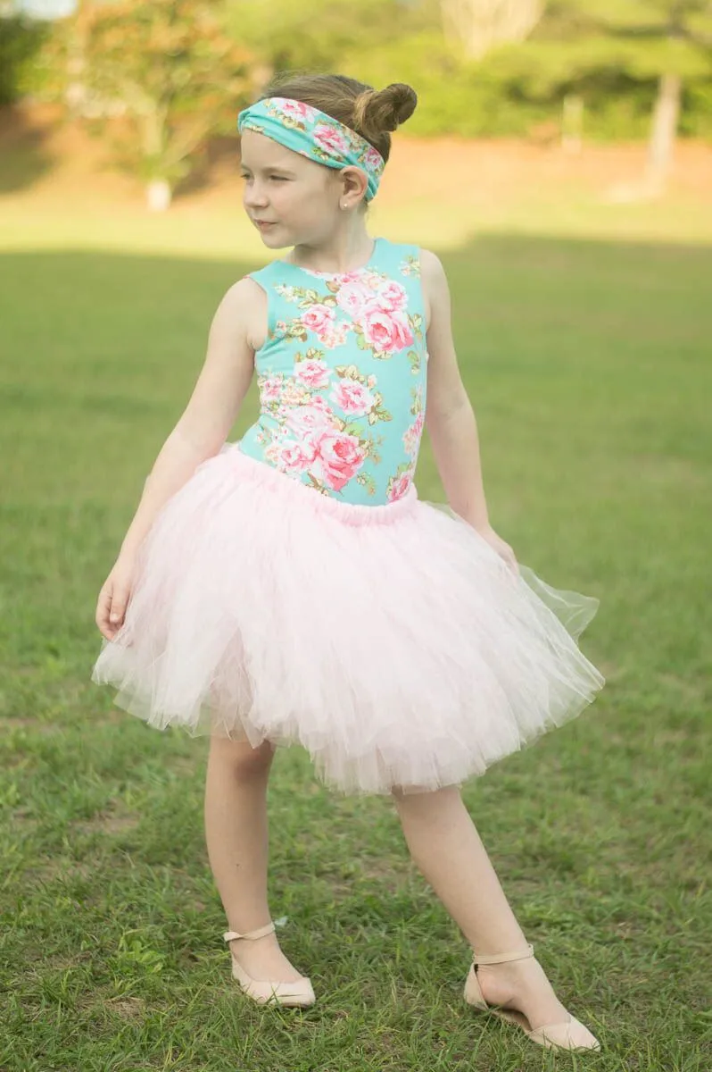 Long Sleeve Mint Floral Leotard