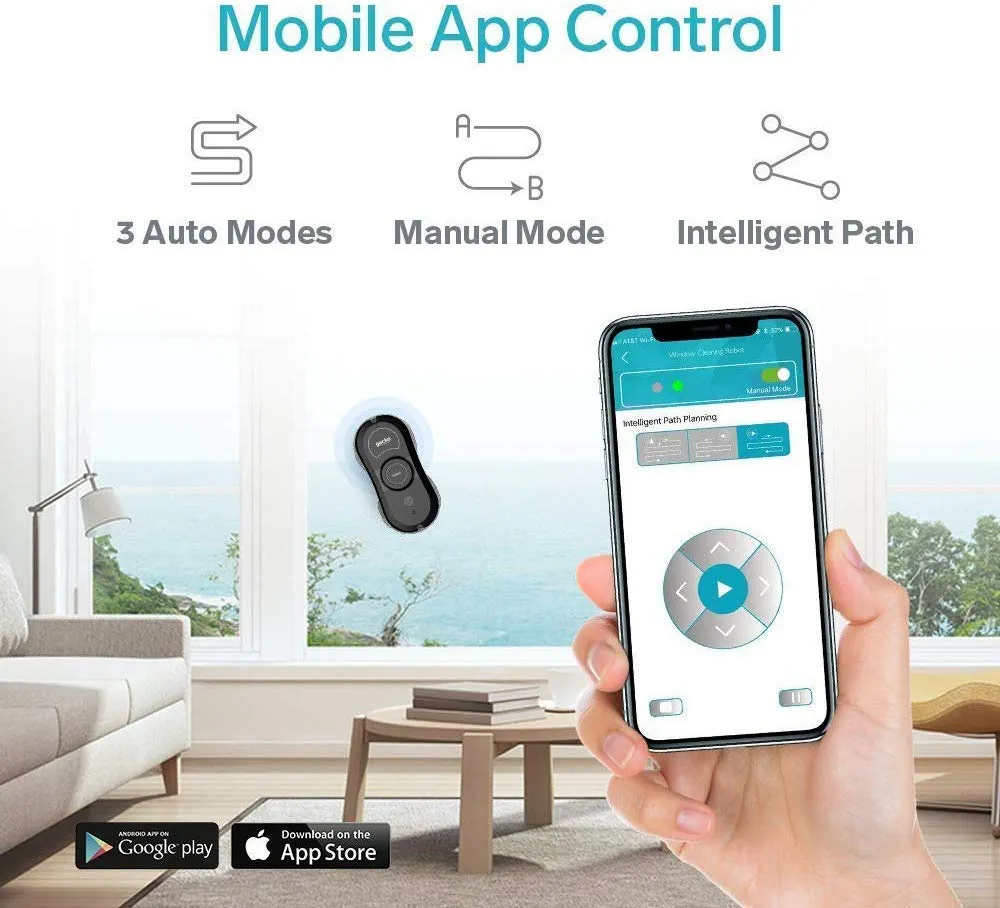 Window Cleaning Robots, Flexible And Safe Cleaning Cleaner Tool for Windows with And without Frame Interior And Exterior Window with A High Floor, Intelligent Brushless Motor